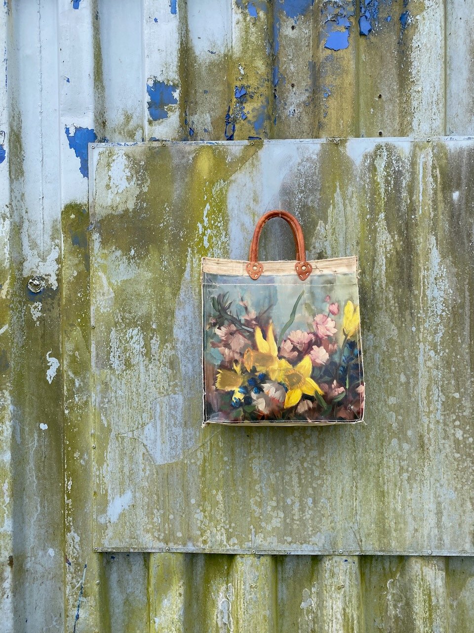Image of one of a kind painting bag - bouquet