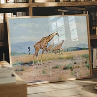 Image 1 of “Giraffes on the Savannah” Vintage Wildlife Print