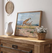 Image 2 of “Giraffes on the Savannah” Vintage Wildlife Print