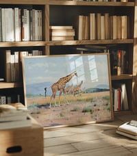 Image 3 of “Giraffes on the Savannah” Vintage Wildlife Print