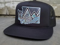 WA State Tidal Wave Trucker Hat - Wa state tidal wave trucker hat all black