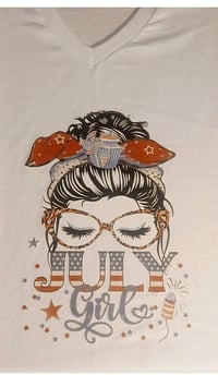 July Girl Woman's V Neck T Shirt