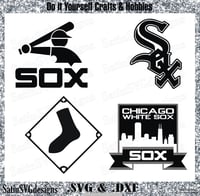 Image 1 of Chicago White Sox Baseball Set Design SVG Files, Cricut, Studio, Digital Cut Files