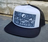 Mt Baker Snowy Owl Trucker Hat - Mt baker snowy owl trucker hat black white
