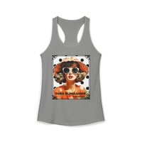 Image 4 of Retro Polka Dot Tank — "Dark Sunglasses Hide All Sins" Vintage Graphic Racerback Tank