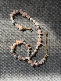 Image 2 of Balletcore Necklace (Rose Quartz/Pearl/Cloisonne)