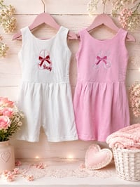 Image 2 of Girls Embroidery Personalised All In One outfits 