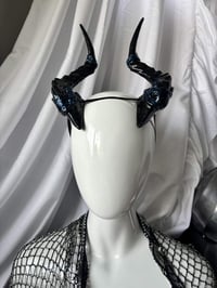 Image 3 of Filagree Succubus Horns | blue Glitter | L