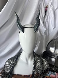 Image 6 of Black Tiefling Glitter Horns | Green Glitter | M