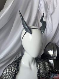 Image 4 of Black Tiefling Glitter Horns | Green Glitter | M