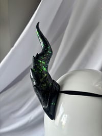Image 3 of Black Tiefling Glitter Horns | Green Glitter | M