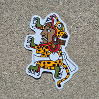 Image 1 of Mixtec Jaguar Warrior Vinyl Sticker