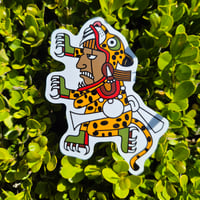 Image 3 of Mixtec Jaguar Warrior Vinyl Sticker