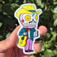 Image 2 of El Músico Calavera Vinyl Sticker