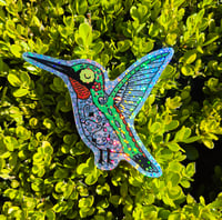 Image 1 of Sugar Skull Hummingbird Glitter Sticker 