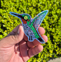 Image 2 of Sugar Skull Hummingbird Glitter Sticker 
