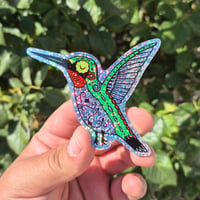 Image 3 of Sugar Skull Hummingbird Glitter Sticker 