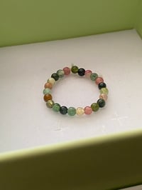 Image 1 of AAA Grade Natural Multi-Color Tourmaline Eternity Beaded Ring – Handmade Stretch Gemstone Ring