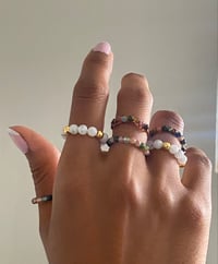 Image 4 of AAA Grade Natural Multi-Color Tourmaline Eternity Beaded Ring – Handmade Stretch Gemstone Ring