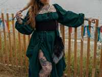 Long Renaissance Medieval Corset Dress with pockets