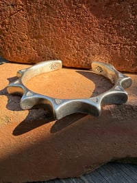 Image 3 of WL&A Handmade Heavy Ingot Rustic Old Style Seven Arrowhead Punkero Cuff - Size 7.25 to 7.75" Wrist