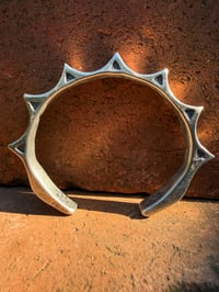 Image 2 of WL&A Handmade Heavy Ingot Rustic Old Style Seven Arrowhead Punkero Cuff - Size 7.25 to 7.75" Wrist