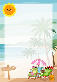Fun Summer Frog Notepad Digital Download Page, beach, sun, sunglasses, printable stationery, kawaii