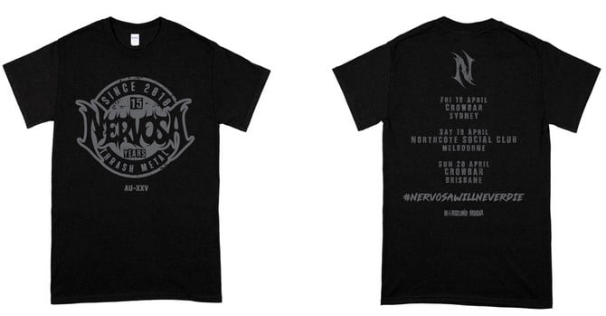Image of NERVOSA - 15 Years of Thrash - Australian Tour Shirt