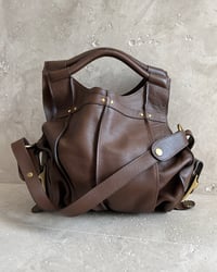 Image 7 of BROWN LEATHER FOLDOVER BAG