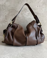 Image 1 of BROWN LEATHER FOLDOVER BAG