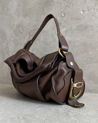 Image 5 of BROWN LEATHER FOLDOVER BAG