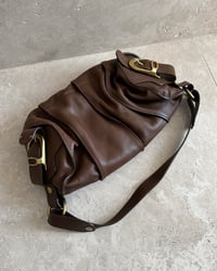 Image 14 of BROWN LEATHER FOLDOVER BAG