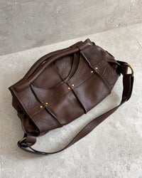Image 13 of BROWN LEATHER FOLDOVER BAG