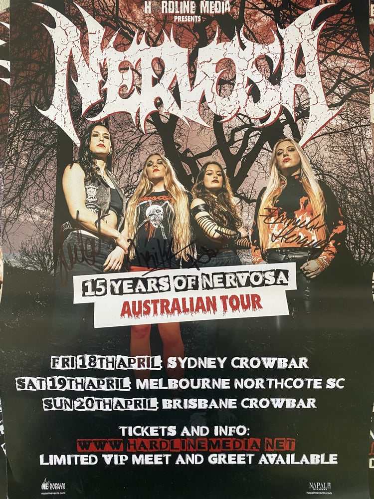 Image of NERVOSA - 15 Years of Thrash - Australian Tour Poster SIGNED