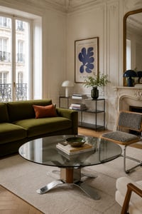 Image 2 of Table ronde acier et bois
