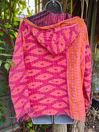 Image 5 of FESTIE Kantha Hoodie with pocket - pink orange