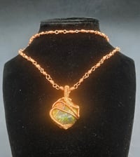 Image 3 of Unakite Pendant/Copper Link Chain Necklace with matching Bracelet 