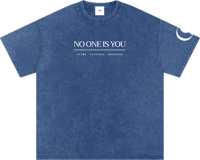 Image 1 of Oversized Snow Washed "No One Is You" T-Shirt - Dark Blue