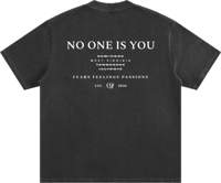 Image 2 of Heavyweight Vintage Washed "No One Is You" T-Shirt - Black