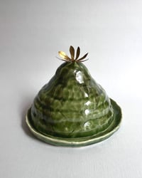 Image 1 of Brass & Jade Butter Cloche