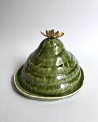 Image 4 of Brass & Jade Butter Cloche