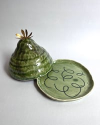 Image 2 of Brass & Jade Butter Cloche