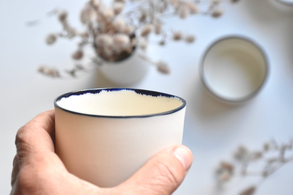 Image of 2 BLUE RIM CUPS
