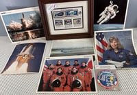 Image 1 of Framed NASA Postage Stamps, 8x10 Photo Cards x6 + STS-41-C Shuttle Mission Decal