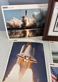 Image 9 of Framed NASA Postage Stamps, 8x10 Photo Cards x6 + STS-41-C Shuttle Mission Decal