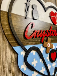 Image 4 of Personalized Heart‑Shaped Stethoscope Sign – 15” x 12.5”