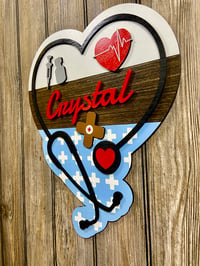 Image 3 of Personalized Heart‑Shaped Stethoscope Sign – 15” x 12.5”