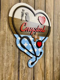 Image 2 of Personalized Heart‑Shaped Stethoscope Sign – 15” x 12.5”