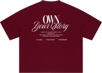 Image 2 of Oversized Boxy "Own Your Story" T-Shirt - Dark Red