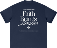 Image 2 of Heavyweight Earth Tone "Faith" T-Shirt - Navy Blue